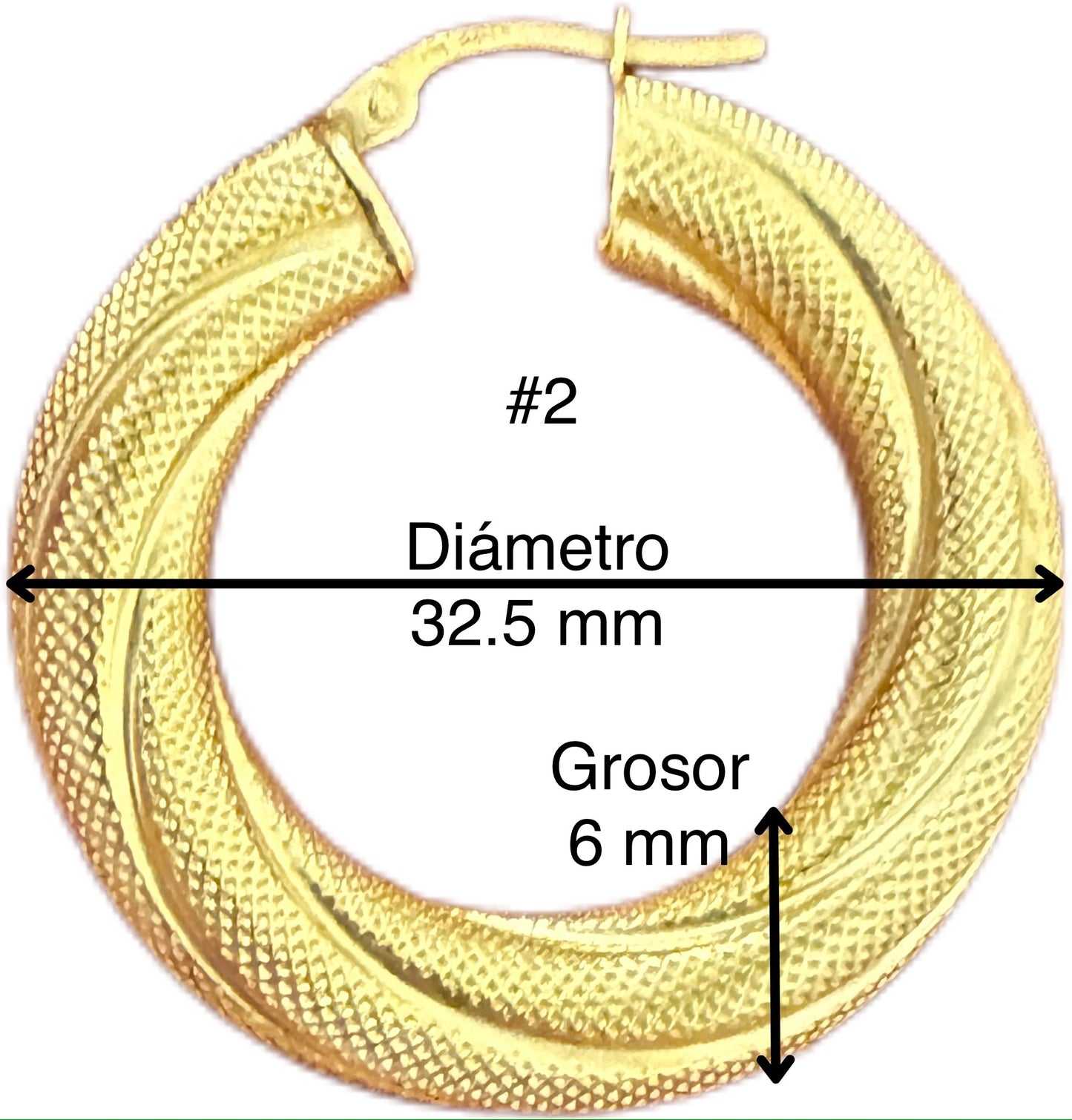 Argollas torcidas satinadas, 6 mm. - TU ORO LLC