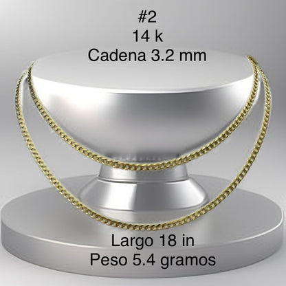 Cadena cubana italiana grosor 3.2mm, largo 16, 18, 20, 22, 24 inches, oro de 14k. - TU ORO LLC