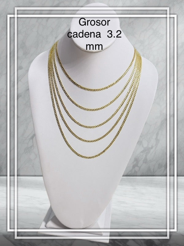 Cadena cubana italiana grosor 3.2mm, largo 16, 18, 20, 22, 24 inches, oro de 14k. - TU ORO LLC