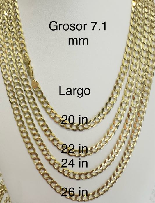 Cadena, 7.1 mm de grueso, largo  20, 22, 24, 26 inches, oro de 14k. - TU ORO LLC