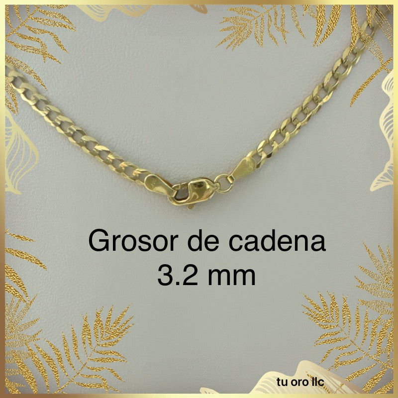 Cadena cubana italiana grosor 3.2mm, largo 16, 18, 20, 22, 24 inches, oro de 14k. - TU ORO LLC