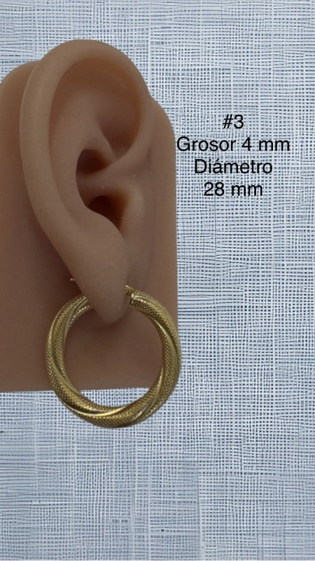 Argolla torcida satinada, grosor 4 mm, - TU ORO LLC