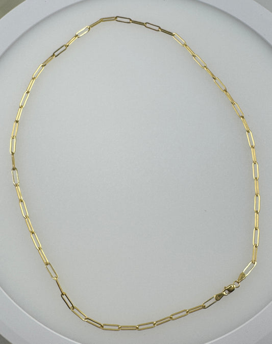 Collar de cadena de oro, eslabon paperclip,largo  18, 20, 22, 24 in - TU ORO LLC