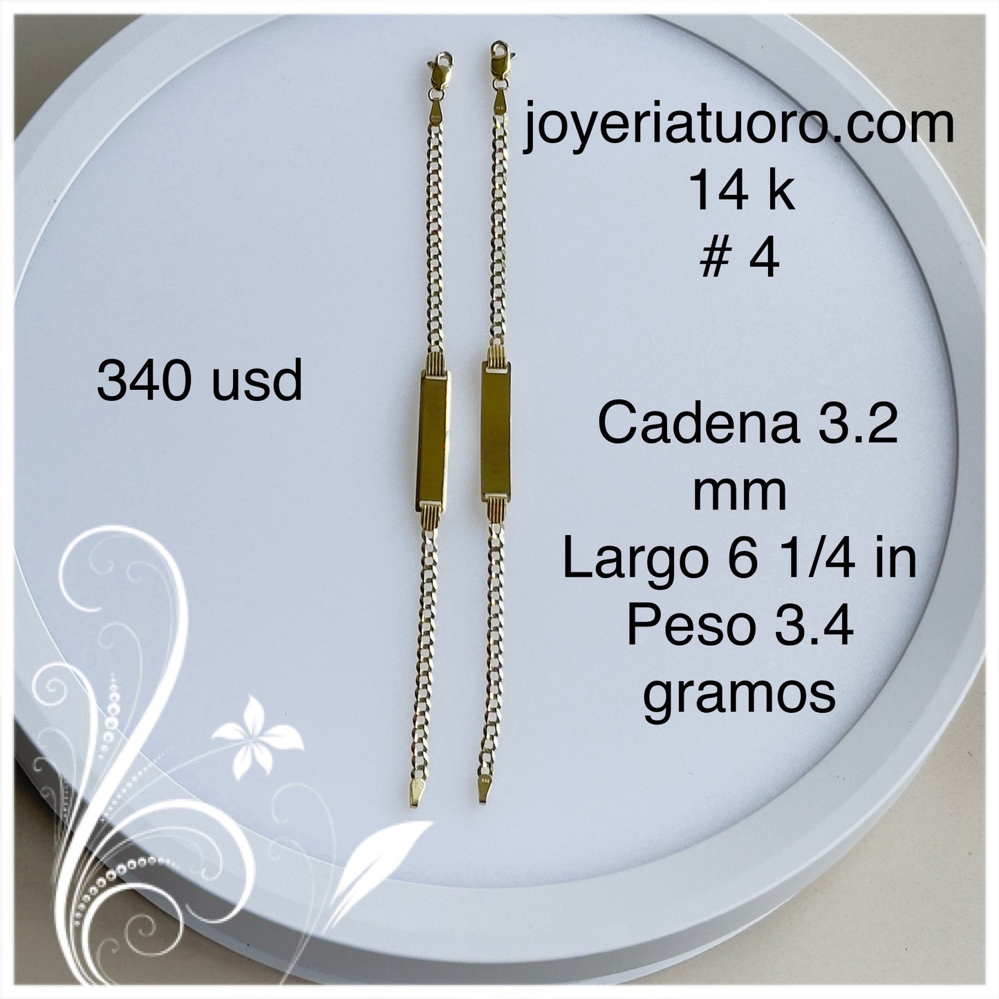 Pulseras para niños y niñas con placa, varian en grueso y tamaño. - TU ORO LLC