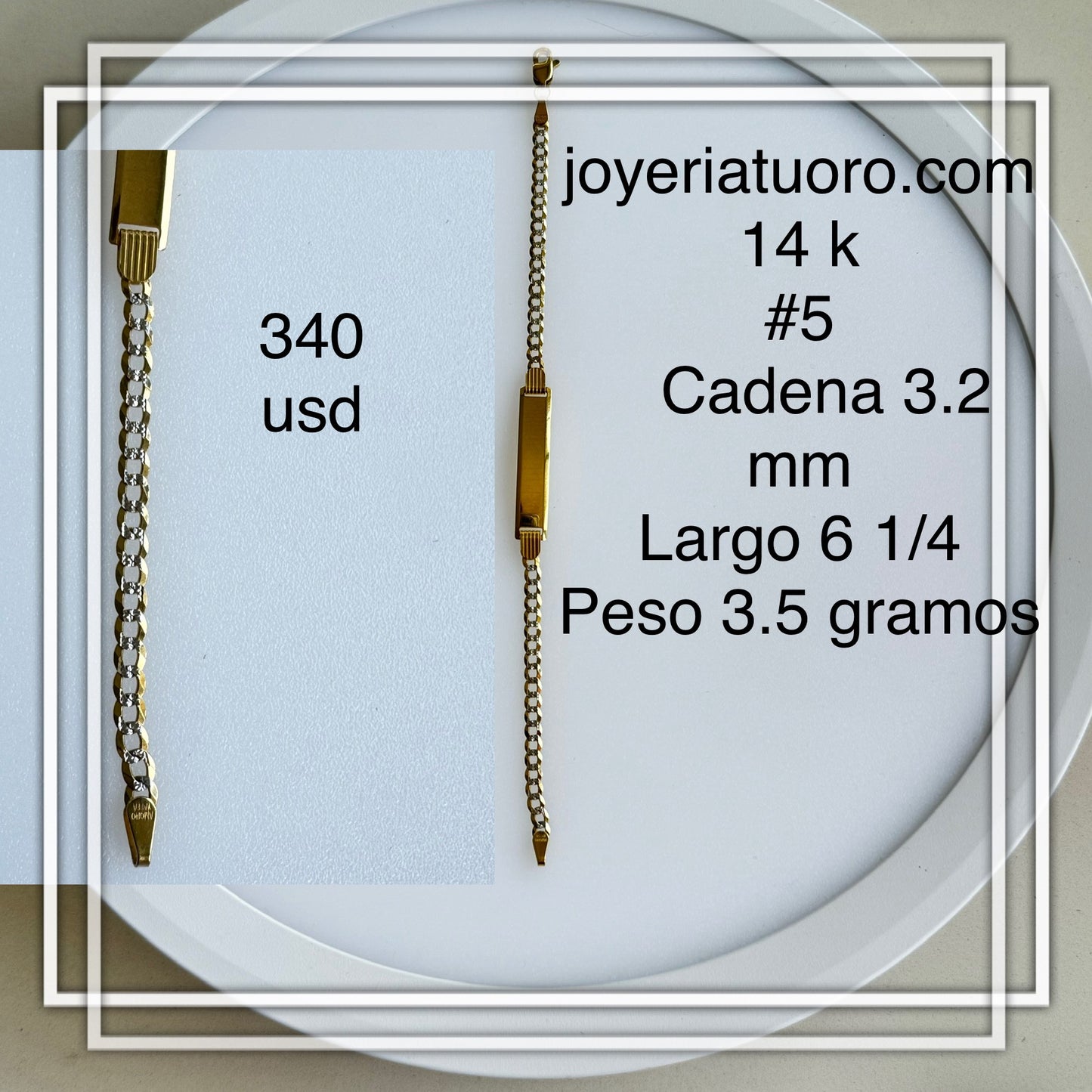 Pulseras para niños y niñas con placa, varian en grueso y tamaño. - TU ORO LLC