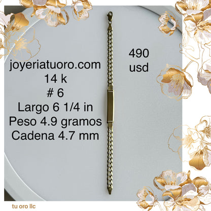 Pulseras para niños y niñas con placa, varian en grueso y tamaño. - TU ORO LLC